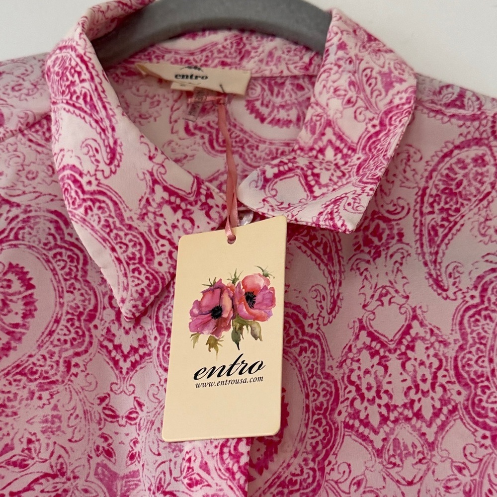 Entro Paisley Floral Button-Down Long Sleeve Boluse NWT small - Picture 10 of 11